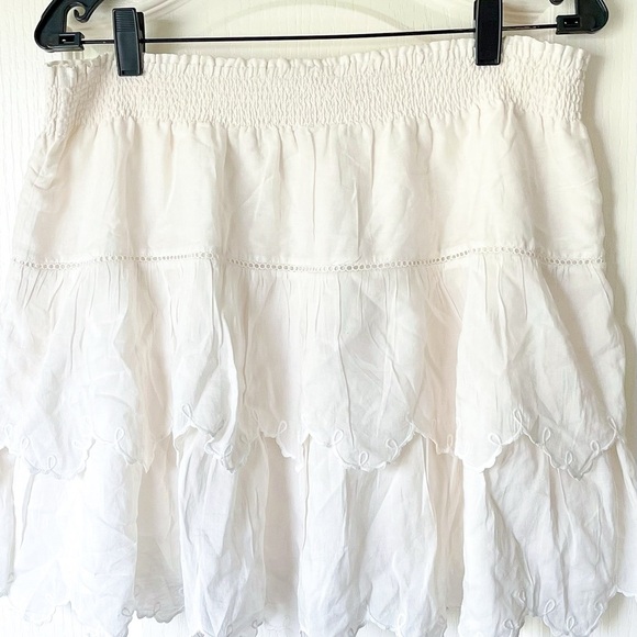 LoveShackFancy Donahue Tiered Ruffle Mini Skirt White Cotton XL NWT - Picture 4 of 10